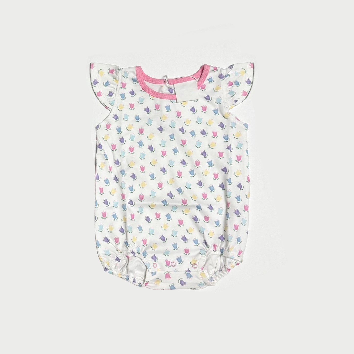 Flutter sleeves colorful floral baby girl romper