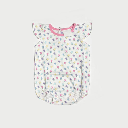 Flutter sleeves colorful floral baby girl romper