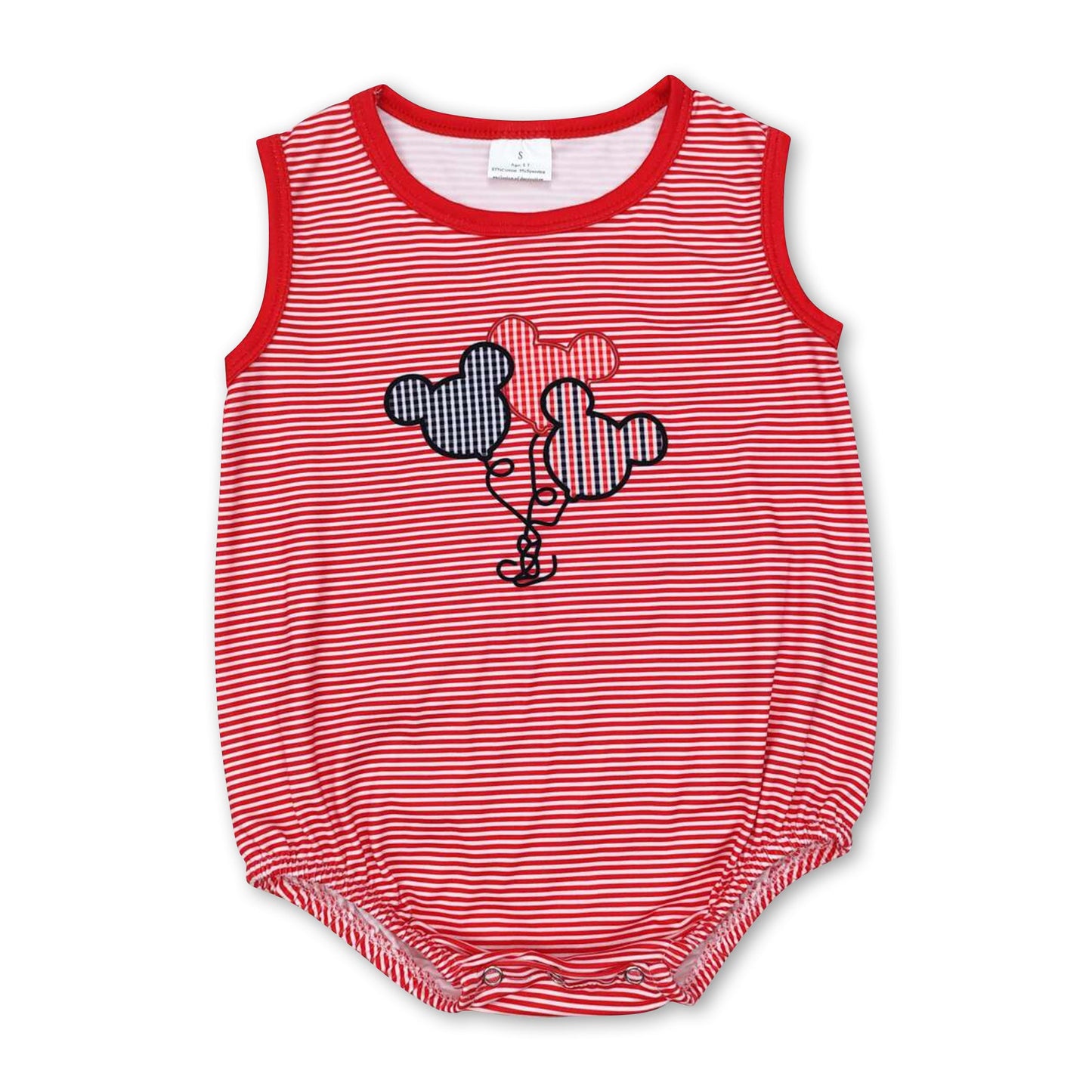 Sleeveless stripe mouse baby boy summer romper