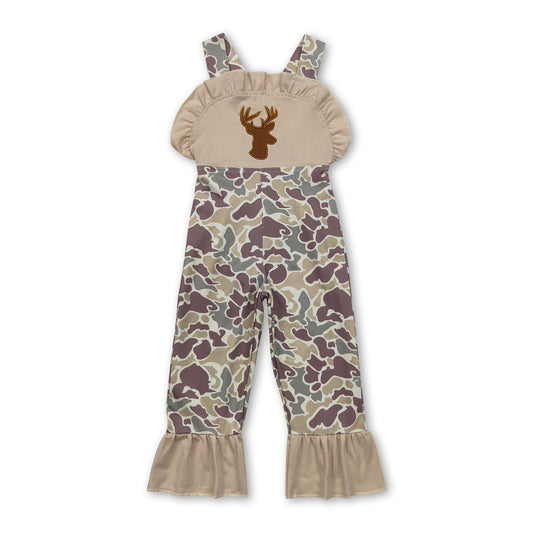 Straps deer pocket camo kids girls overalls