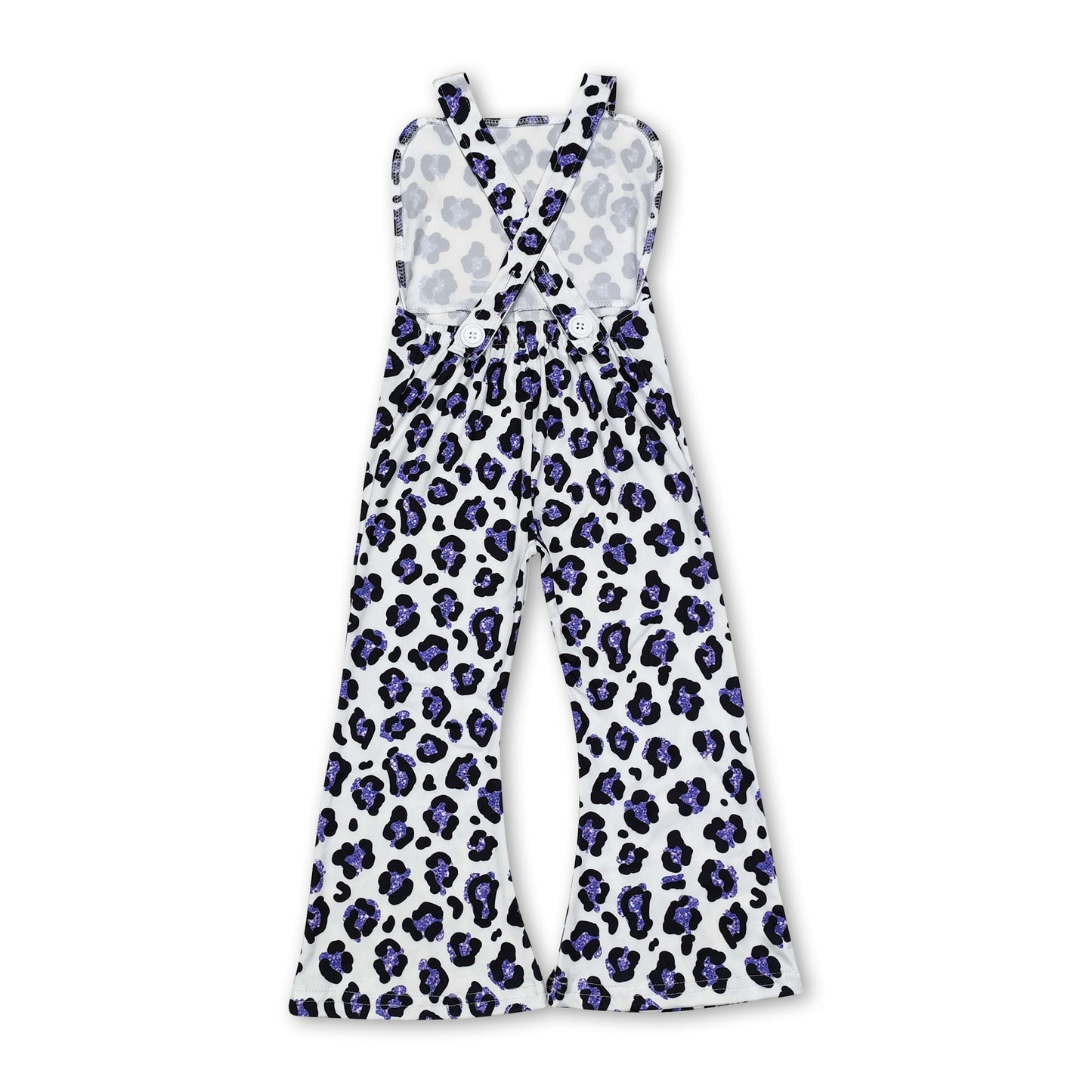 Purple leopard straps kids girls overalls