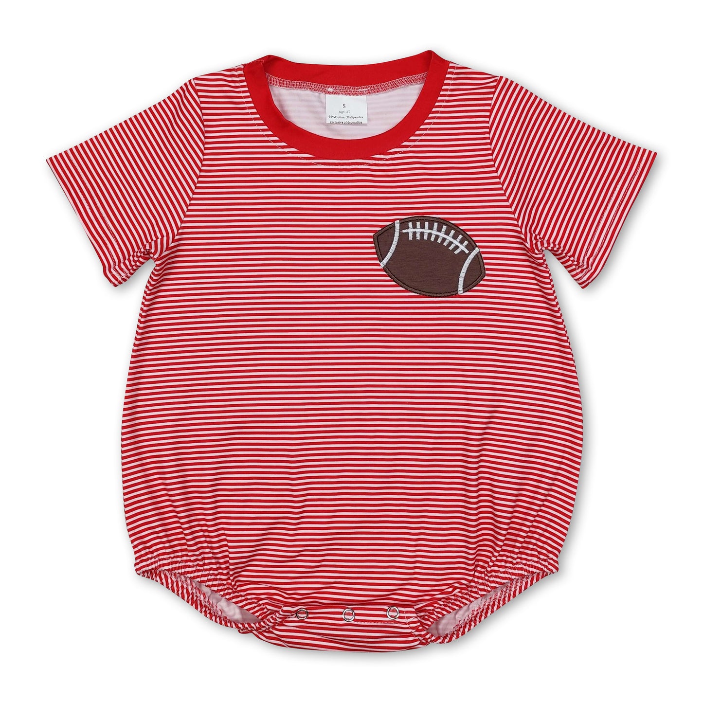 Red short sleeves stripe football baby kids romper