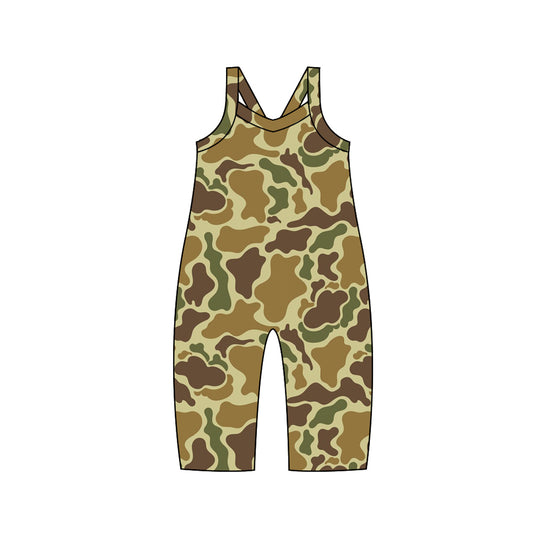 Straps green camo children jumpsuit