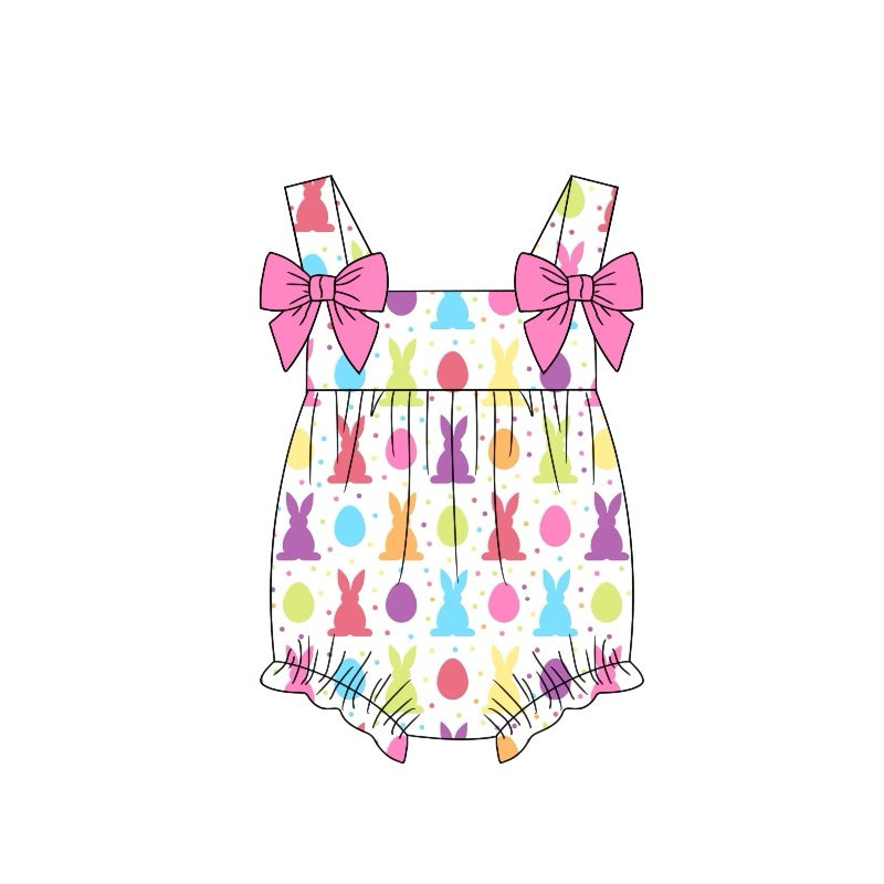 Straps bow colorful egg bows baby girls Easter romper