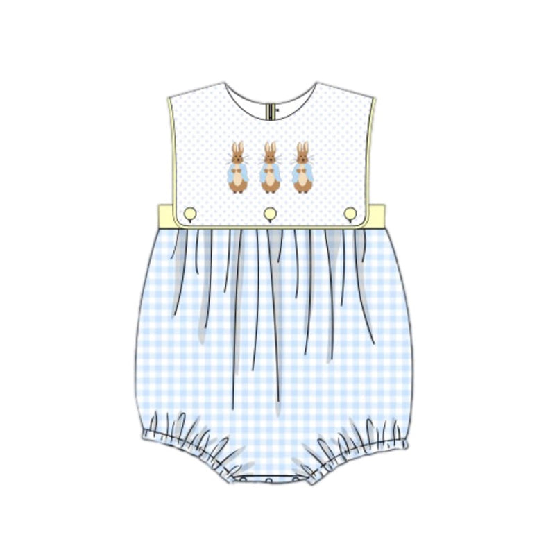 Polka dots bunny plaid baby boys Easter romper