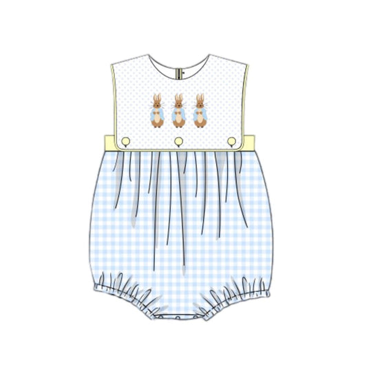 Polka dots bunny plaid baby boys Easter romper