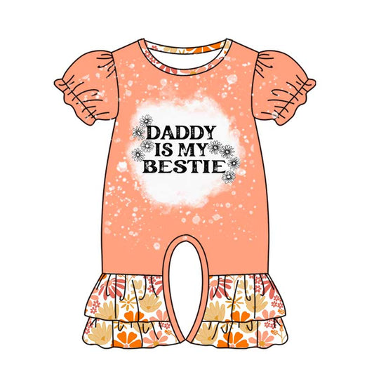 Daddy is my bestie bleached floral ruffle baby girls romper