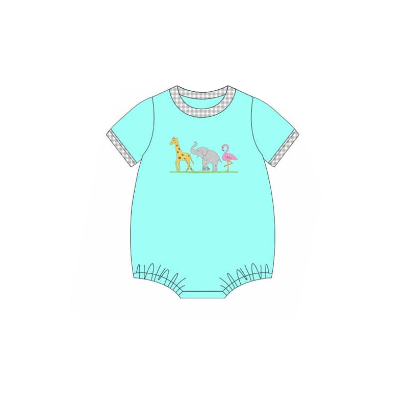 Short sleeves giraffe elephant flamingo baby boy romper