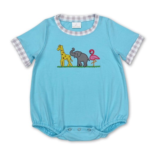 Short sleeves giraffe elephant flamingo baby boy romper