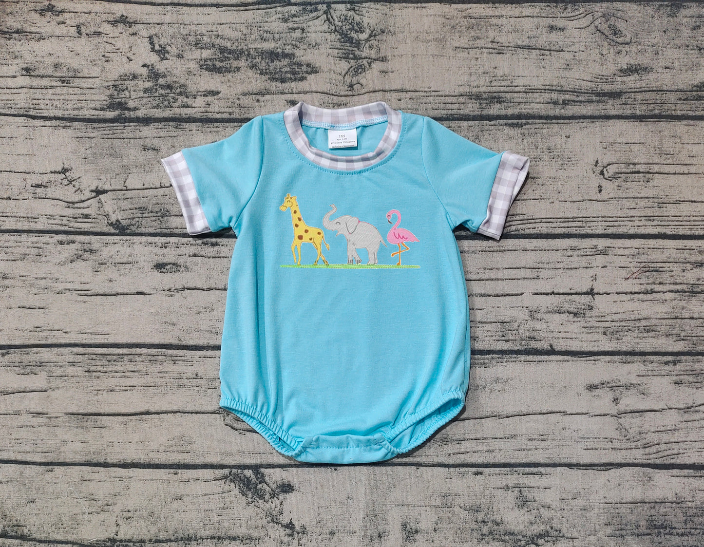 Short sleeves giraffe elephant flamingo baby boy romper