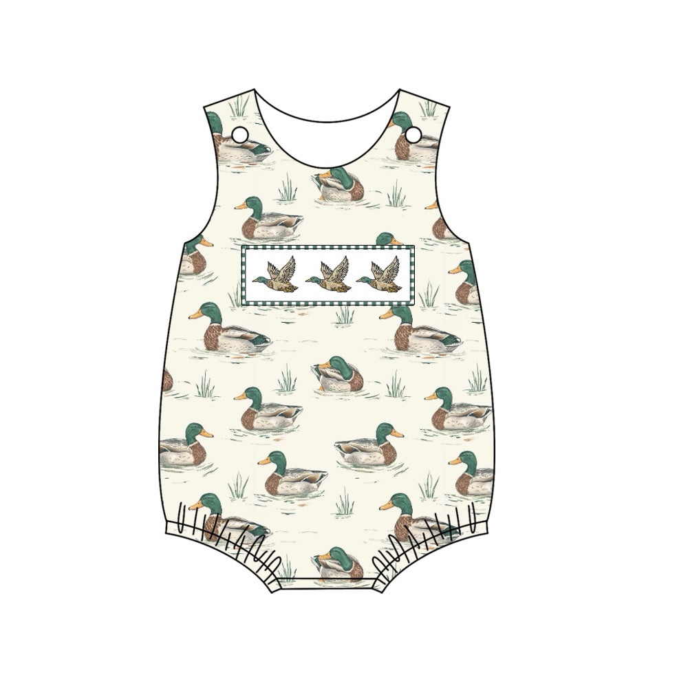 Sleeveless duck ruffle baby boys romper