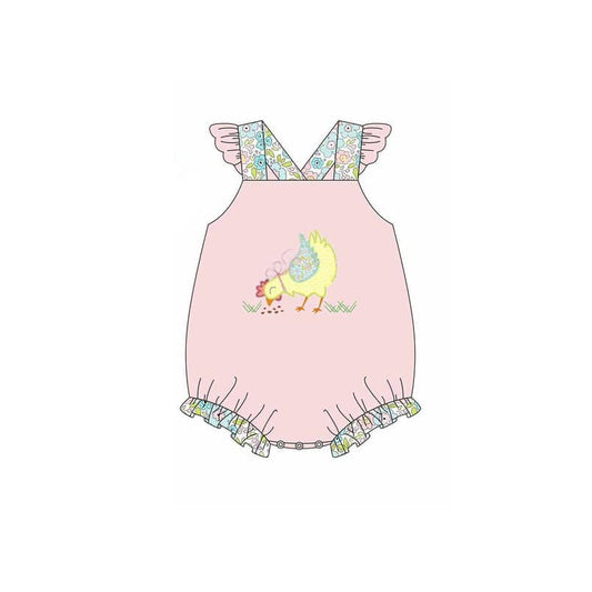 Flutter sleeves straps chicken baby girls romper