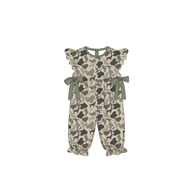 Flutter sleeves duck dog camo baby girls romper