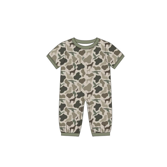 Short sleeves duck dog camo baby boys romper