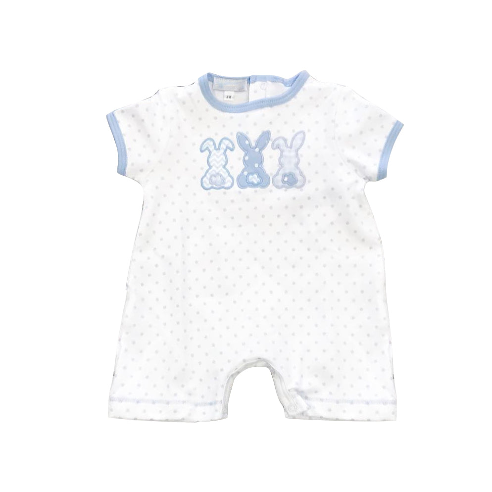 Short sleeves polka dots bunny baby Easter romper