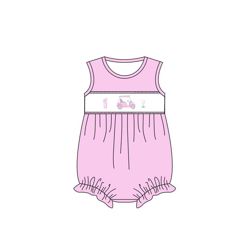 Pink sleeveless golf baby girls romper