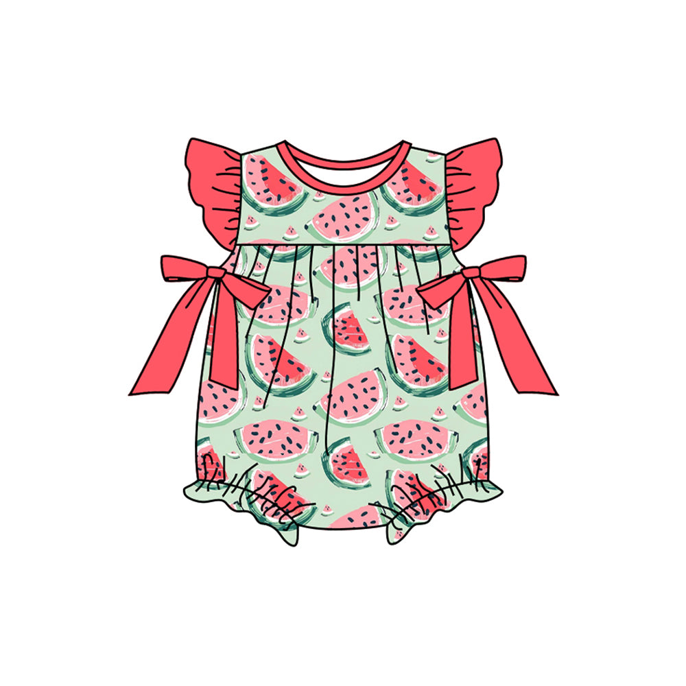 Flutter sleeves watermelon baby girls summer romper