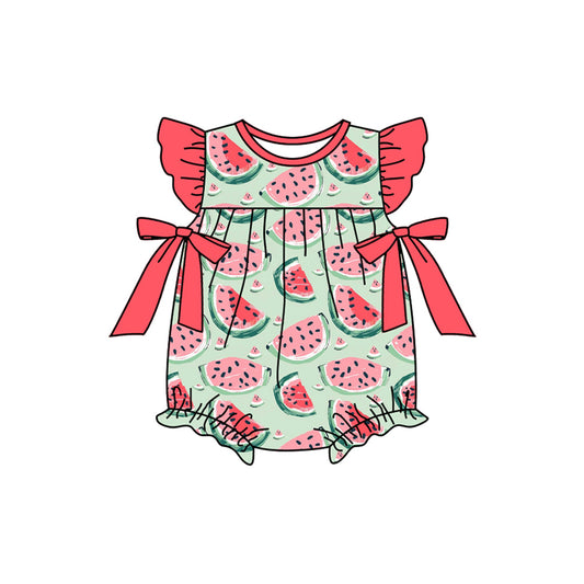 Flutter sleeves watermelon baby girls summer romper