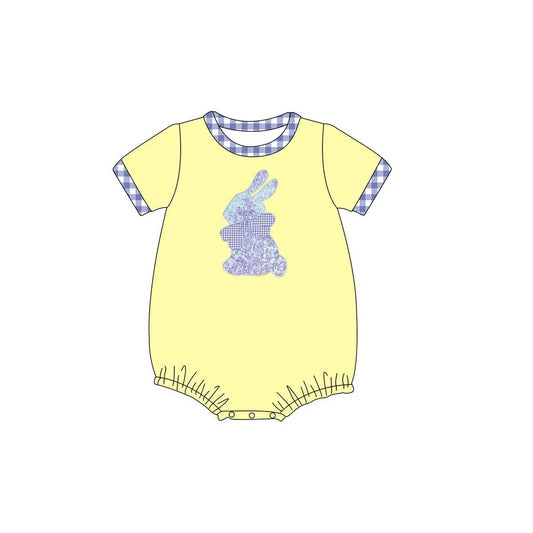 Short sleeves bunny yellow baby boy Easter romper