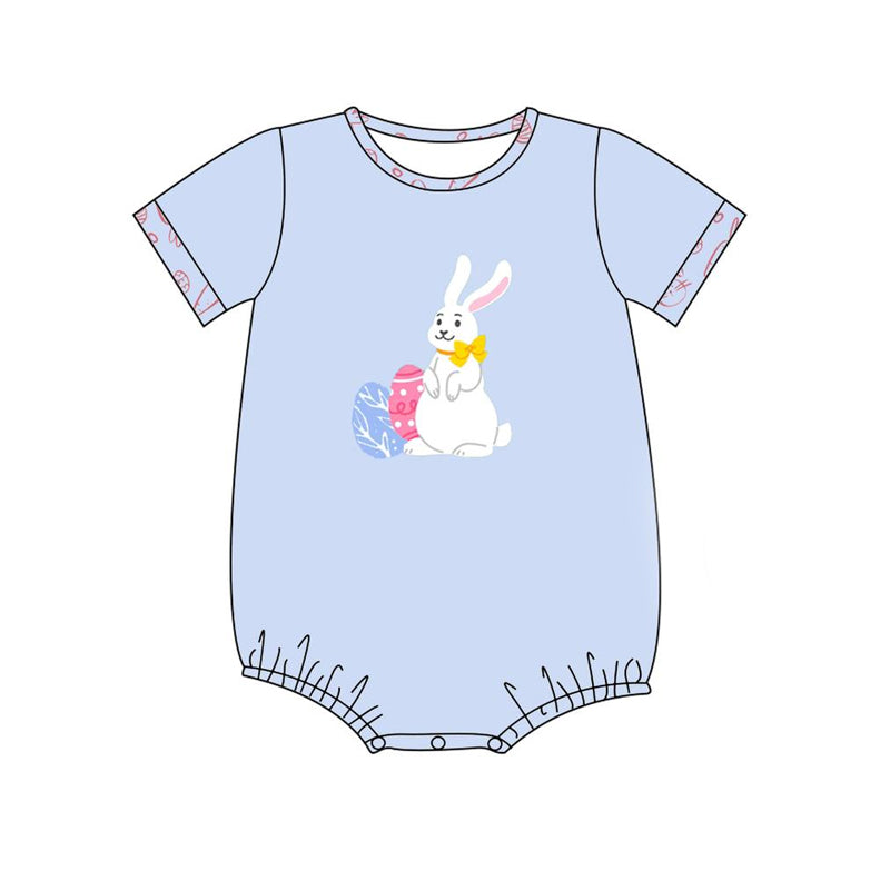 Short sleeves bunny eggs baby boy Easter romper