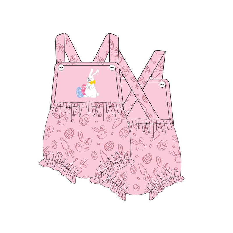 Straps bunny eggs baby girls Easter romper