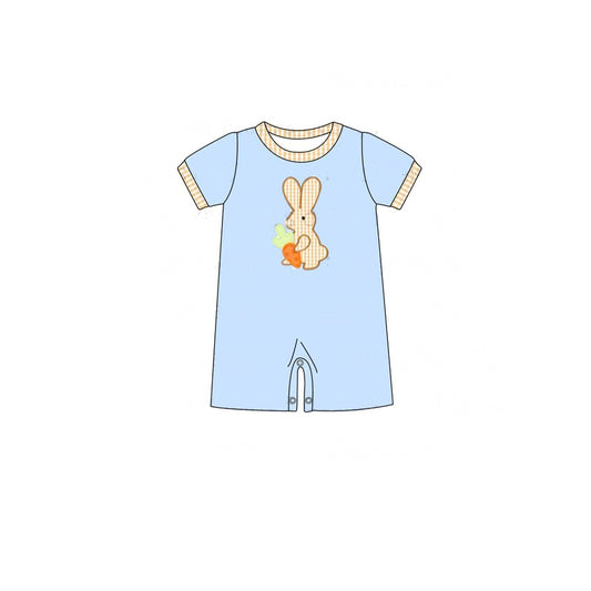 Short sleeves bunny carrot baby boy Easter romper