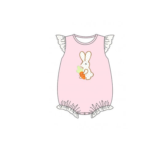 Flutter sleeves bunny carrot baby girls Easter romper