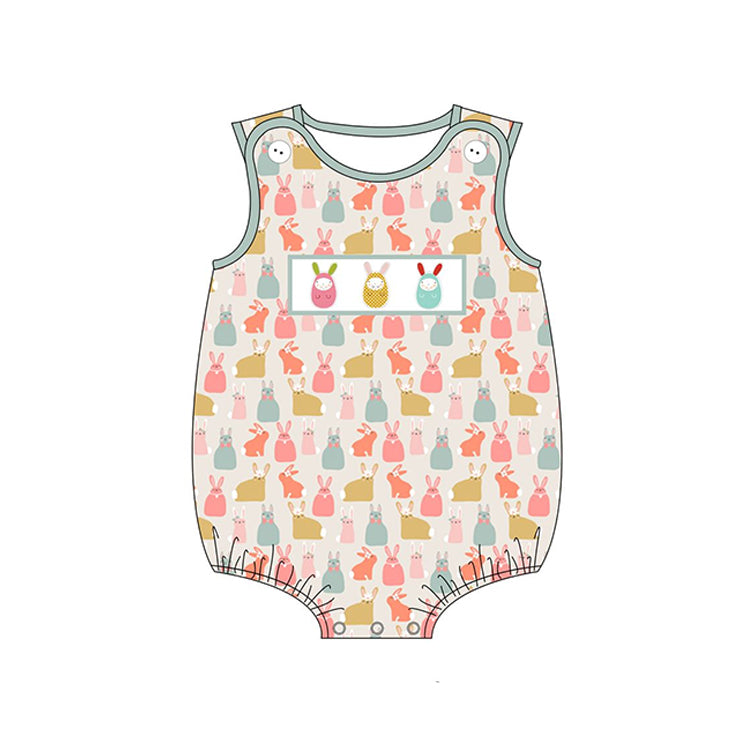 Sleeveless bunny eggs baby boys Easter romper