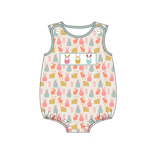 Sleeveless bunny eggs baby boys Easter romper