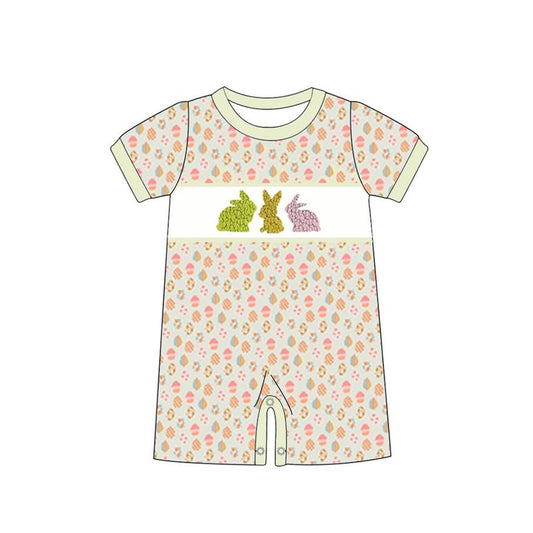 Short sleeves eggs bunny baby boys Easter romper