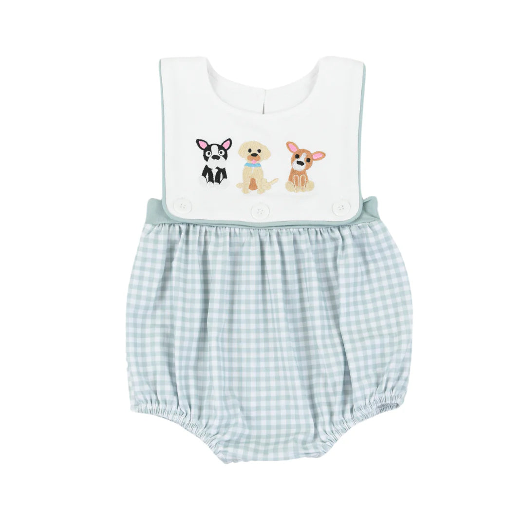 Sleeveless dogs plaid baby kids romper