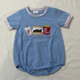 Short sleeves chicken fries baby boy summer romper