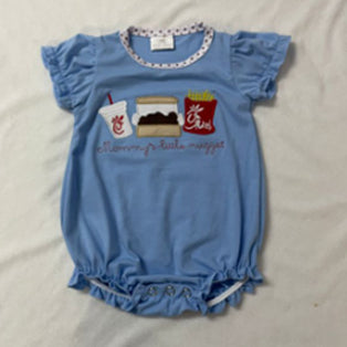 Short sleeves chicken fries baby girl summer romper