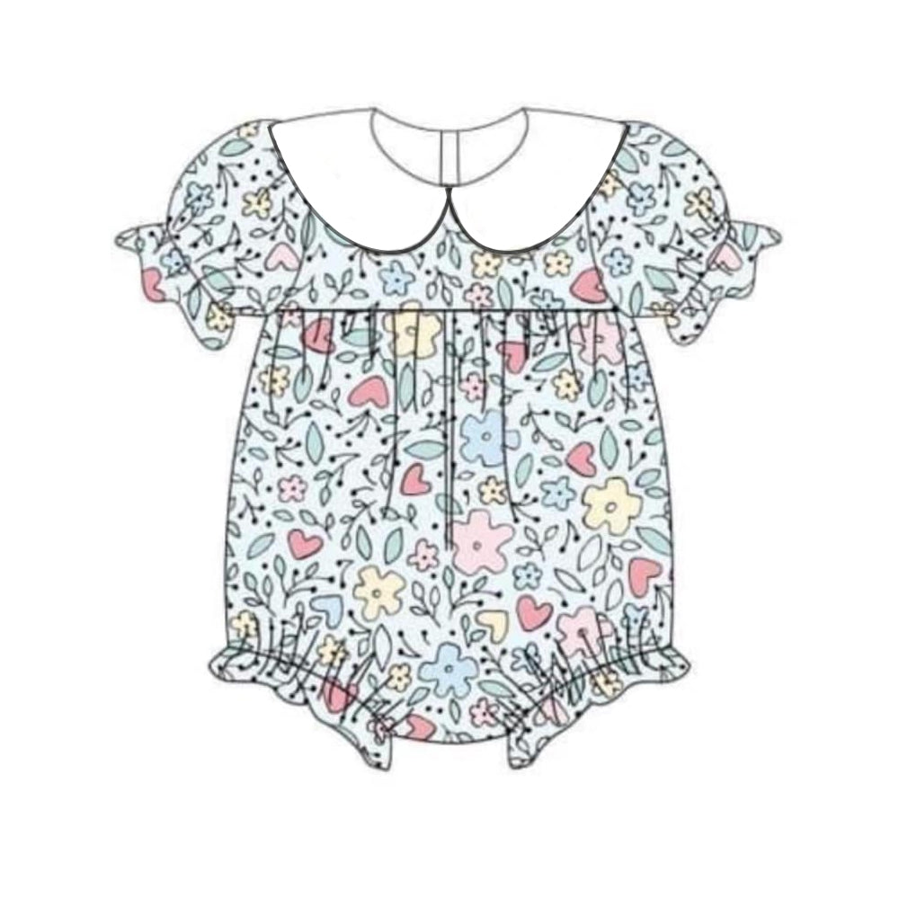 Short sleeves floral baby girls spring summer romper