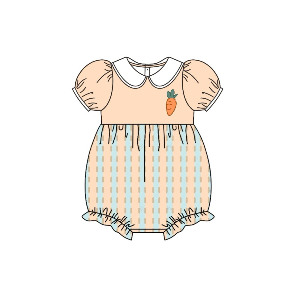 Short sleeves carrot baby girls Easter romper