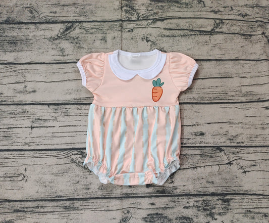 Short sleeves carrot baby girls Easter romper