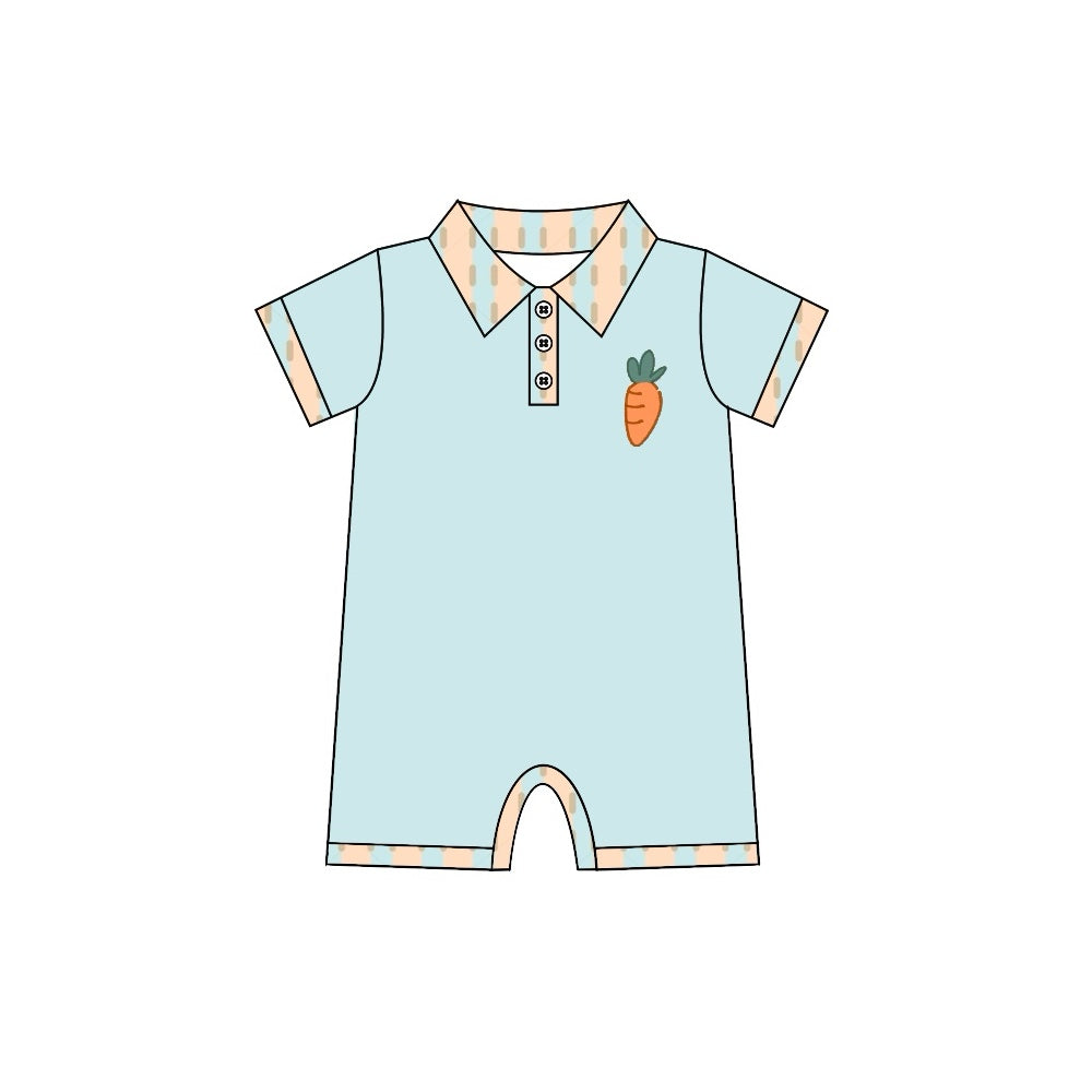 Short sleeves carrot baby boys Easter polo romper