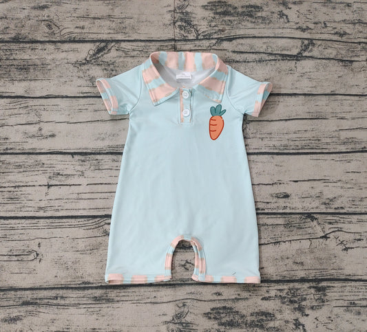 Short sleeves carrot baby boys Easter polo romper