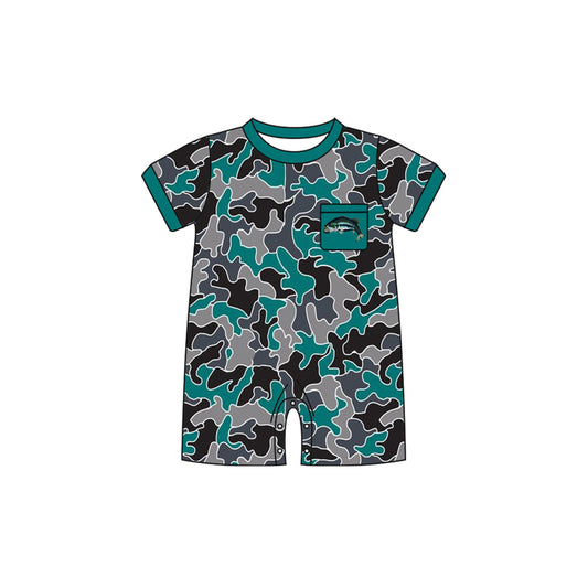 Short sleeves fish pocket camo baby boy romper