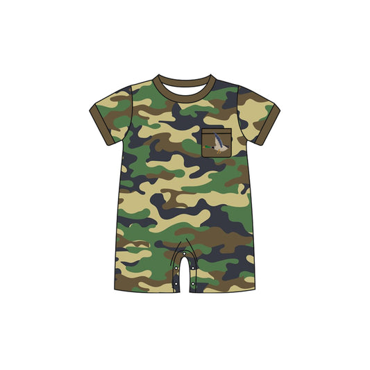 Short sleeves duck pocket camo baby boy romper