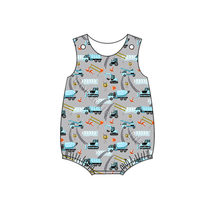 Light blue sleeveless constructions baby boy romper