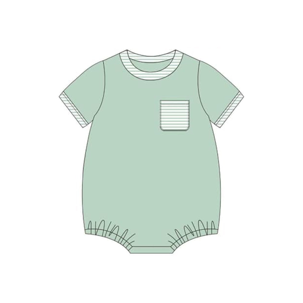 Short sleeves stripe pocket baby boy romper