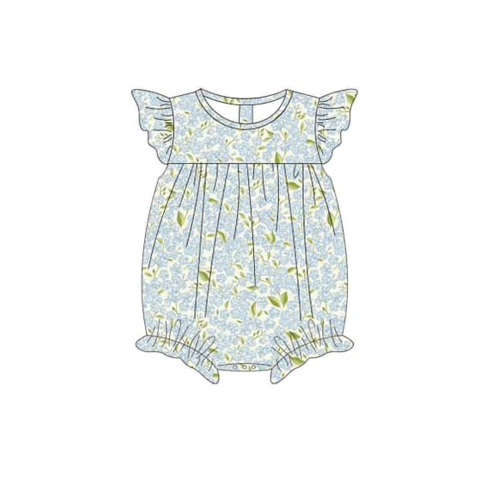 Flutter sleeves floral leaves baby girls spring romper