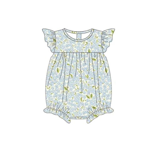 Flutter sleeves floral leaves baby girls spring romper