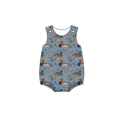 Sleeveless brown ducks baby boys romper