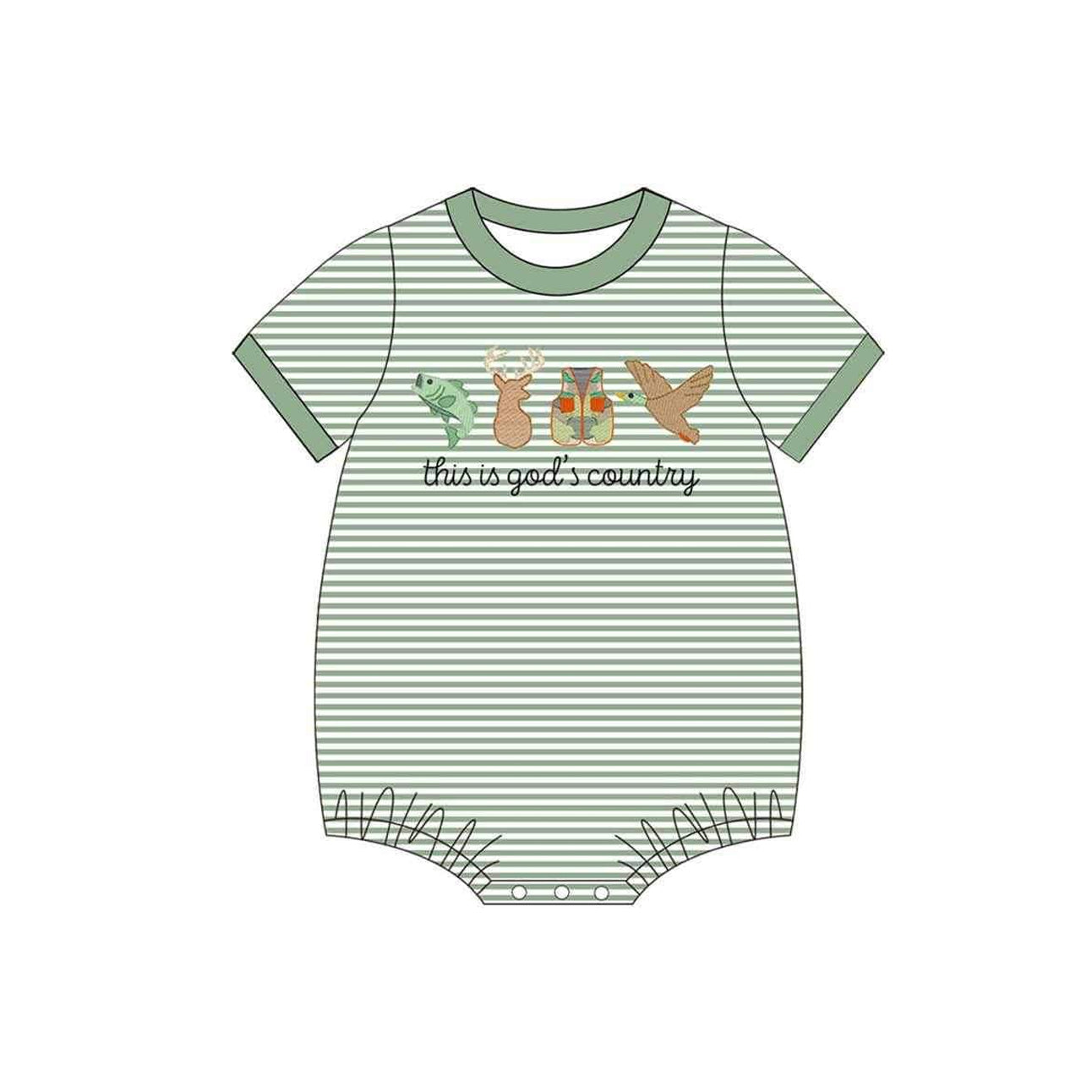 This is god's country fish deer duck baby boy romper