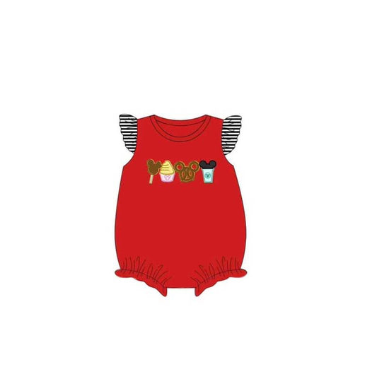 Red cake mouse cookie snacks baby girls romper