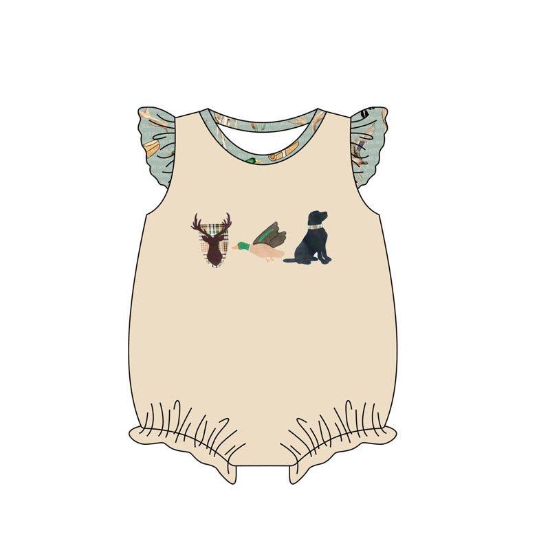 Flutter sleeves deer duck dog baby girl romper
