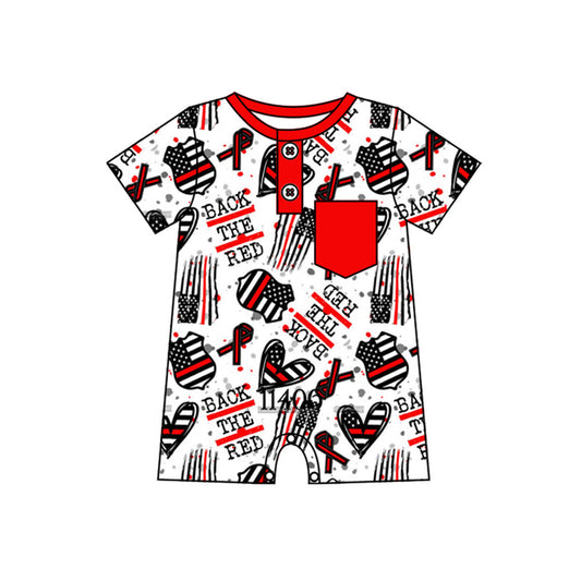 Short sleeves back the red pocket baby boy romper