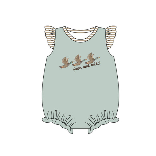Flutter sleeves wild and free duck baby girls romper